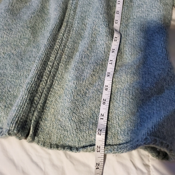 L.L.Bean Lambswool Angora Zip Cardigan Sweater Green Mock Neck Women M Soft Cozy - Picture 6 of 6